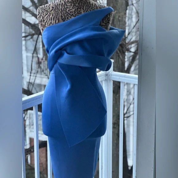 ASOS One-Shoulder Blue Draped Dress - Picture 3 of 10